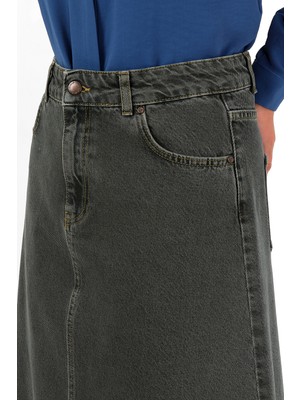 Yüksek Bel A Kesim Denim Etek