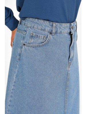 Yüksek Bel A Kesim Denim Etek