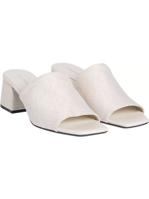 Kadın Ck Heel Slide 50 Jacq Topuklu Terlik - Ekru