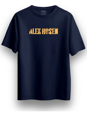 Alex Rosen Baskılı Oversize Bisiklet Yaka Kısa Kollu Lacivert Tişört