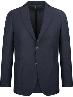 Lacivert Comfort Fit Mono Yaka Klasik Ceket