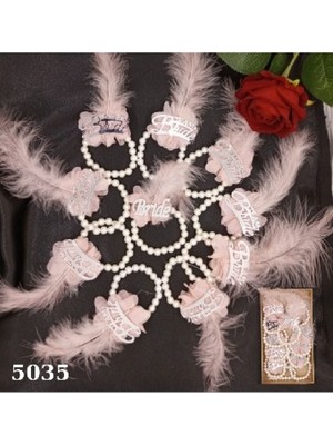 10LU Incili Bileklik Pembe Gold Bekarlığa Veda Partisi Bride To Be Seti Bilekliği