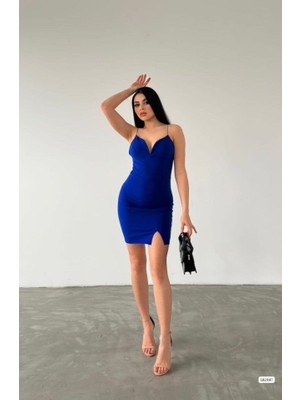 Passense Kadın Dalgıç Krep Kumaş Askılı Mini Elbise