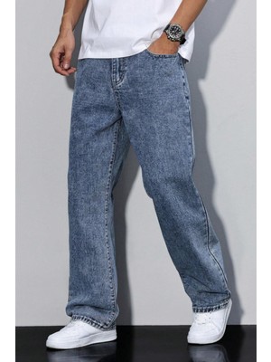 Erkek Lacivert Rahat Kesim Baggy Pantolon