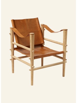 Noble Safari Lounge Koltuk Bambus Gövde Deri Oturum Skandinav Tarz 61X59X79 cm