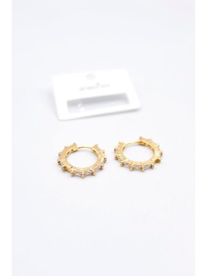 Baget Taşlı Küpe - Altın