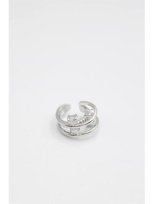 Taşlı Kıkırdak Küpe - Gümüş