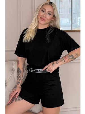 Nero Lusso Kısa Kollu Şortlu Bambu Kadın Pijama Takımı