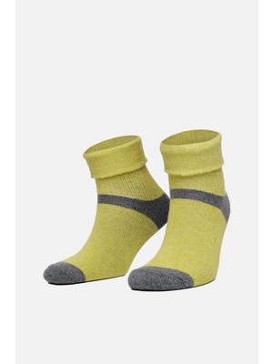 Mısırlı Kadın Alpaka Yünü Kışlık Kıvrık Tekli Yeşil Soket Çorap