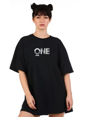 Melenza Unisex Baskılı Oversize T-Shirt - Siyah