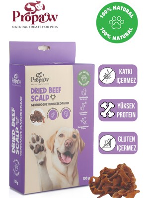 Kurutulmuş Dana Paça Derisi Çiğnemelik Köpek Ödül Maması %100 Doğal Tüm Irklar Için Protein 100 G
