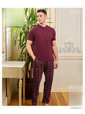 Pijamoni Erkek Düğme Yaka Kısa Kol  Pijama Takımı 6850/11 - 1 Adet