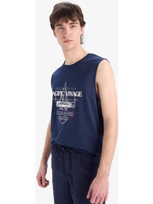 Defacto Pamuk Regular Fit Lacivert Erkek Kolsuz T-Shirt E3219AX/NV256