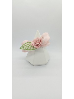 Pembe Çiçek Detaylı Pembe Lastik Toka