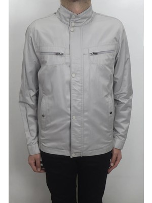 Marco Muratti Fistan Store Erkek Taş Hakim Yaka Klasik Kesim Rahat Kalıp Fermuar Çıtçıtlı Yazlık Keten Mont