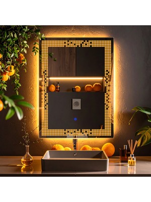 Solrae Amber Led'li Lazer Kumlamalı Lavabo & Banyo Aynası (Dokunmatik Sensörlü)