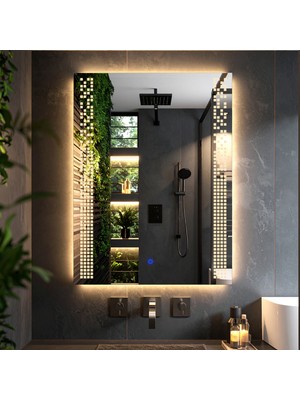 Velano Günışığı Led'li Lazer Kumlamalı Lavabo & Banyo Aynası (Dokunmatik Sensörlü)