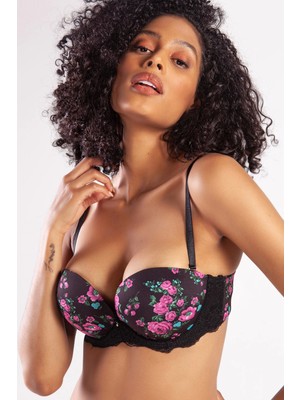 Golshan Gardenia Balconette Heavy Push Up Bra, Siyah Konforlu ve Şık Sütyen