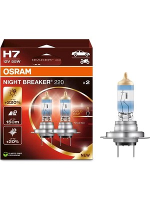 Osram 12V H7 Ampul 55W +%220 Fazla Işık Nıght Breaker (2 Ad)