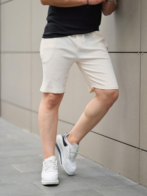 Valiberta Fitilli Basic Şort - Ekru