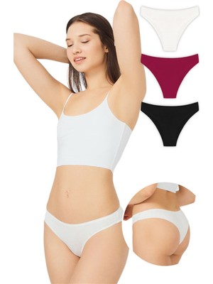 Cottonhill Pamuklu Basic Kadın Brezilya Külot 3'lü Paket - 1