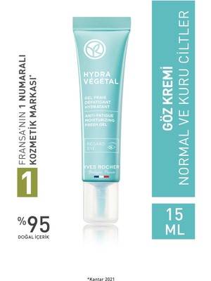 Yves Rocher Normal-Kuru Cilt,Aloe Vera&Escin,Jel Dokulu Göz Kremi-Hydra Vegetal Bitkisel Nemlendirici Bakım-15ml
