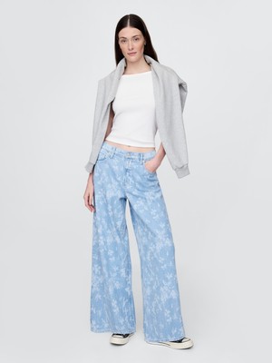 Gap Kadın Açık Mavi Mid Rise UltraSoft Baggy Jean Pantolon