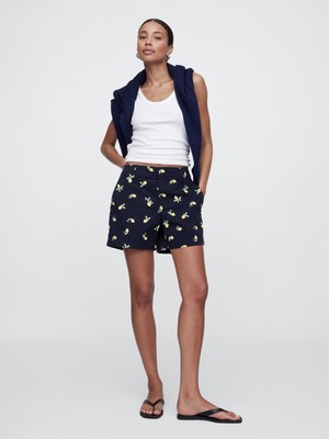 Gap Kadın Limon Desenli Mid Rise Downtown Khaki Şort