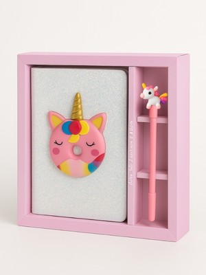 Taros -Unick Color Elegans Puffy Unicorn Simli Hatıra Defteri ve Unicorn Kalem Seti