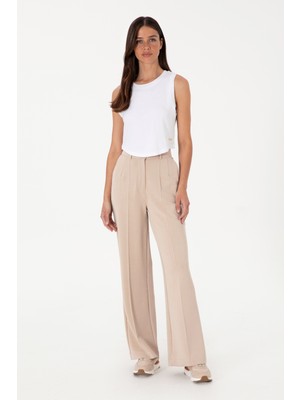 U.S. Polo Assn. Kadın Camel Modal Karışımlı Loose Fit Örme Pantolon 50300762-VR015