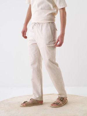 Xint Erkek Naturel Keten Karışımlı Regular Fit Pantolon
