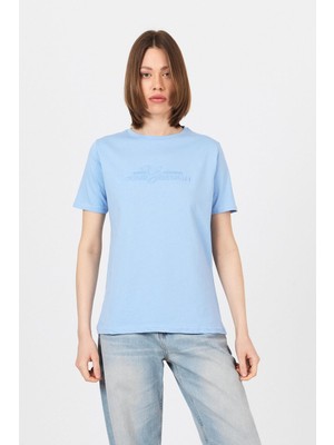 Mavi Yazı Kabartmalı Tişört 25223