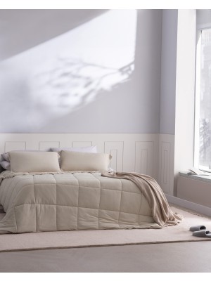 Ilus Bambu Çift Kişilik Comforter Set - Bej