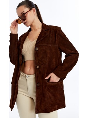 Kadın Hakiki Deri Süet Ceket