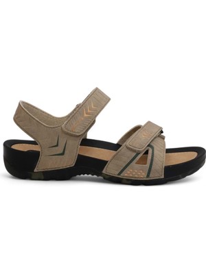 2145-9829 Tam Anatomik Bantlı Günlük ve Deniz,havuz Gibi Islak Zeminler Için Uyumlu Erkek Sandalet - NKT02145-KUM-44