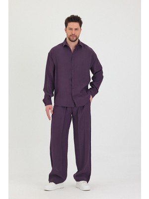 Erkek Oversize Rahat Kalıp Gömlek-Pantolon Alt-Üst Takım