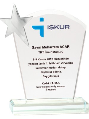 ODAK KUPA - Cam Plaketler - CM-004 B - 12x23 cm