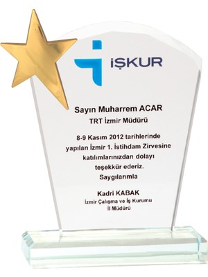 ODAK KUPA - Cam Plaketler - CM-004 A - 12x23 cm