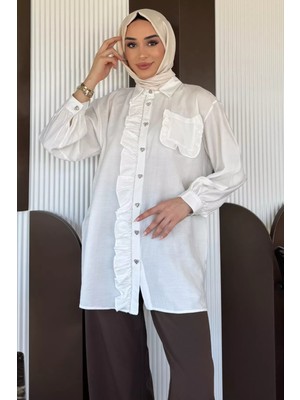 Ön Taş ve Fırfır Detaylı Tesettür Gömlek P-00015519
