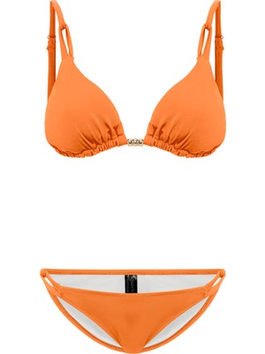 Aquaviva Kadın Nar Çiçegi  Izabella Gold Aksesuarlı Üçgen Bikini Takımı