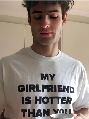Trend My Girlfriend Is Hotter Than You Baskılı Sevgili T-Shirt