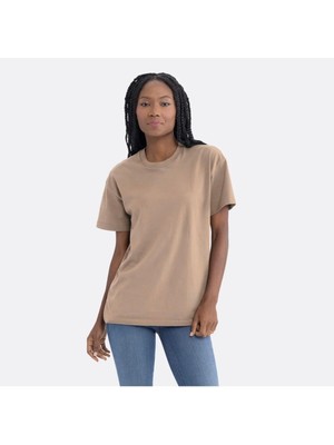 Loose Fit Basic Taş Rengi T-Shirt