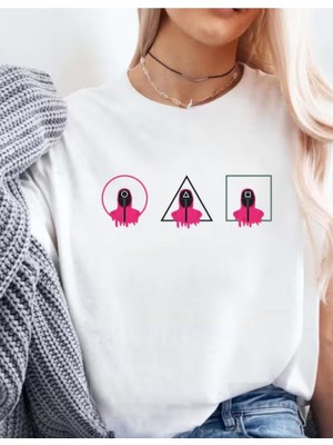 Oversize Squid Game Dizi Film Oyun Kırmızı Işık Yeşil Işık Kore Tasarımlı T-Shirt