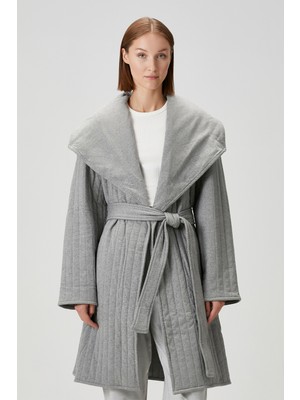 Barine Jersey Kapitoneli Sabahlık Gri Melanj