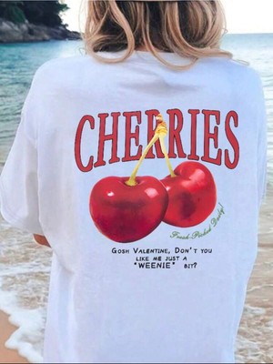 Cherries Baskılı Oversize T-Shirt