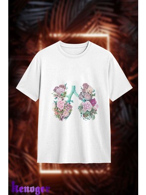 Unisex Oversize - Flower Lungs Baskılı T-Shirt