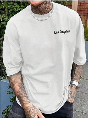Unisex Los Angeles Baskılı Oversize T-Shirt