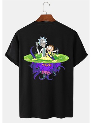 Unisex Rick And Morty Baskılı Ithal T-Shirt %96 Pamuk