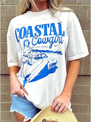 Coastal Baskılı Oversize T-Shirt
