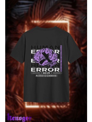 Unisex Oversize - Human Error Baskılı T-Shirt